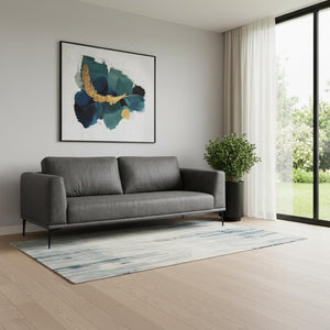HomeRoots Modern 78" Dark Grey Loveseat with Removable Cushions, Water-Resistant Fabric, Stylish Comfort 480887