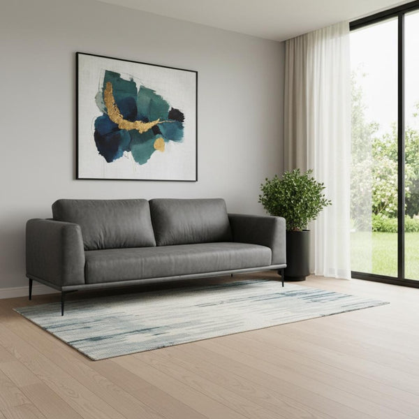 HomeRoots Modern 78" Dark Grey Loveseat with Removable Cushions, Water-Resistant Fabric, Stylish Comfort 480887