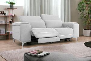 Homeroots 84" Gray And Silver Power Reclining Love Seat   480889