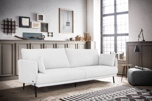 Homeroots Modern 77" White And Black Fabric Loveseat   480892