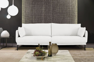 Homeroots Modern 77" White And Black Fabric Loveseat   480892