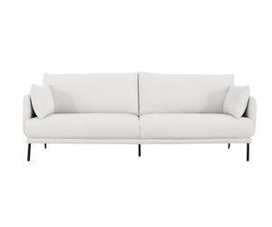 HomeRoots Modern 77" White and Black Fabric Loveseat - Stylish, Durable, Comfortably Seats 2 with Metal Legs 480892