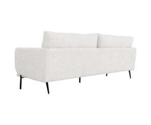 HomeRoots Modern 77" White and Black Fabric Loveseat - Stylish, Durable, Comfortably Seats 2 with Metal Legs 480892