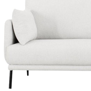 HomeRoots Modern 77" White and Black Fabric Loveseat - Stylish, Durable, Comfortably Seats 2 with Metal Legs 480892