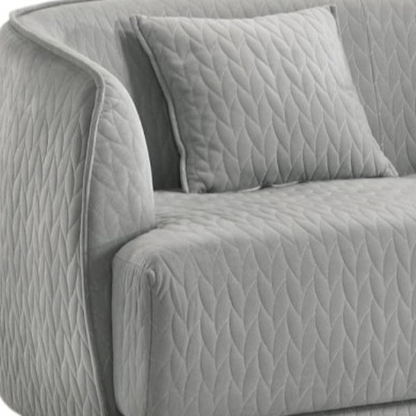 HomeRoots Modern Curved Back Loveseat in Light Gray - Cozy Quilted Upholstery with Supportive Design & Pillows 480893