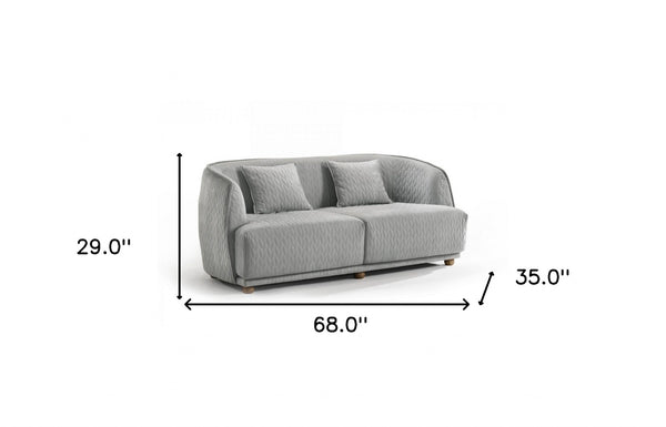 Homeroots Modern 68" Light Gray Curved Back Quilted Loveseat   480893