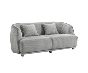 HomeRoots Modern Curved Back Loveseat in Light Gray - Cozy Quilted Upholstery with Supportive Design & Pillows 480893