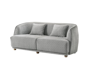HomeRoots Modern Curved Back Loveseat in Light Gray - Cozy Quilted Upholstery with Supportive Design & Pillows 480893
