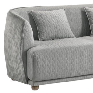 HomeRoots Modern Curved Back Loveseat in Light Gray - Cozy Quilted Upholstery with Supportive Design & Pillows 480893