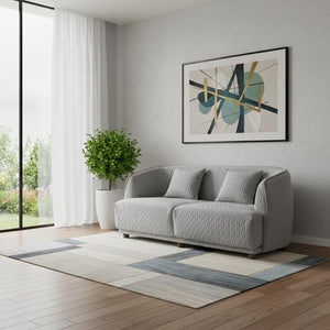 HomeRoots Modern Curved Back Loveseat in Light Gray - Cozy Quilted Upholstery with Supportive Design & Pillows 480893
