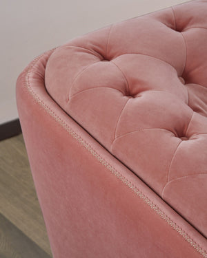 Homeroots Stylish Pink Velvet  Loveseat With Diamond Tufts   480894