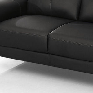 Homeroots Urban 65" Black Leather Adjustable Headrest Loveseat   480896