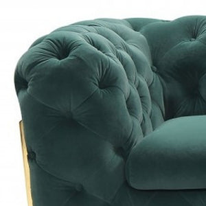 Homeroots 74" Emerald And Gold Velvet Loveseat   480898