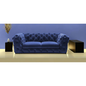 Homeroots 74" Blue And Gold Velvet Loveseat   480899