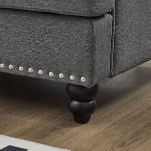 English Elm 83" Modern Classic Three-Seater Sofa with Storage, Upholstered Polyester, Solid Wood Frame, 900lb Capacity Grey W1097S00172