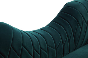 Homeroots 83" Green Velvet Curved Sofa With Silver Legs   480903