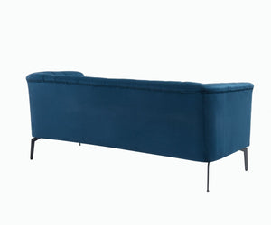 Homeroots 76" Blue Sofa With Silver Legs   480905