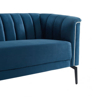 Homeroots 76" Blue Sofa With Silver Legs   480905