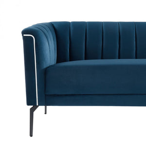 Homeroots 76" Blue Sofa With Silver Legs   480905