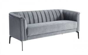 Homeroots 76" Gray Sofa With Silver Legs   480906