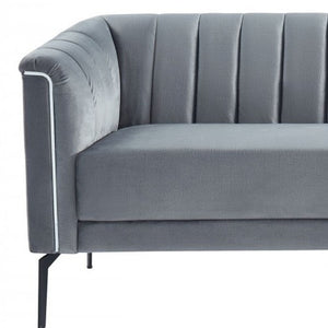 Homeroots 76" Gray Sofa With Silver Legs   480906