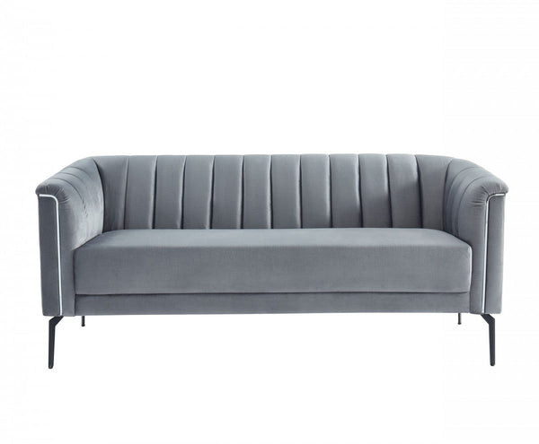 Homeroots 76" Gray Sofa With Silver Legs   480906