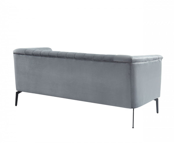 Homeroots 76" Gray Sofa With Silver Legs   480906