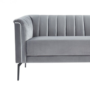 Homeroots 76" Gray Sofa With Silver Legs   480906