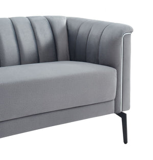Homeroots 76" Gray Sofa With Silver Legs   480906