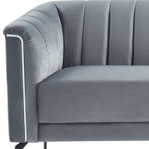Homeroots 76" Gray Sofa With Silver Legs   480906