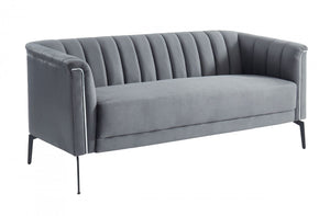 Homeroots 76" Dark Gray Sofa With Silver Legs   480907
