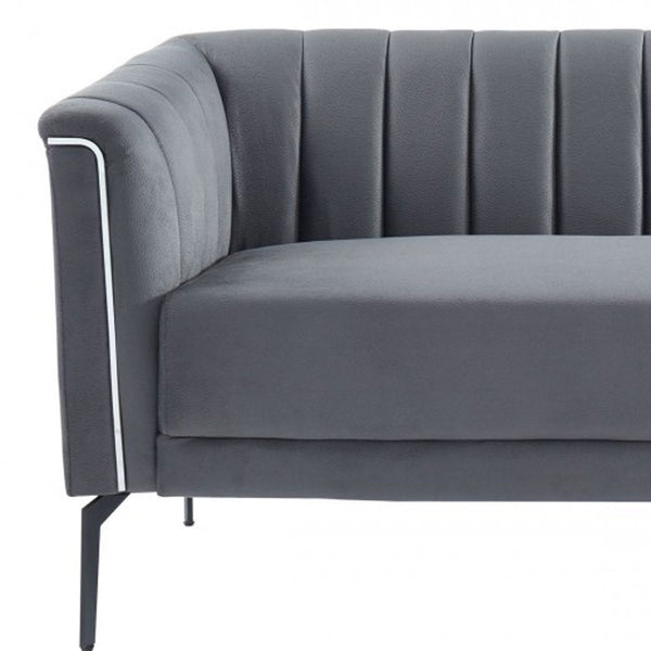 Homeroots 76" Dark Gray Sofa With Silver Legs   480907