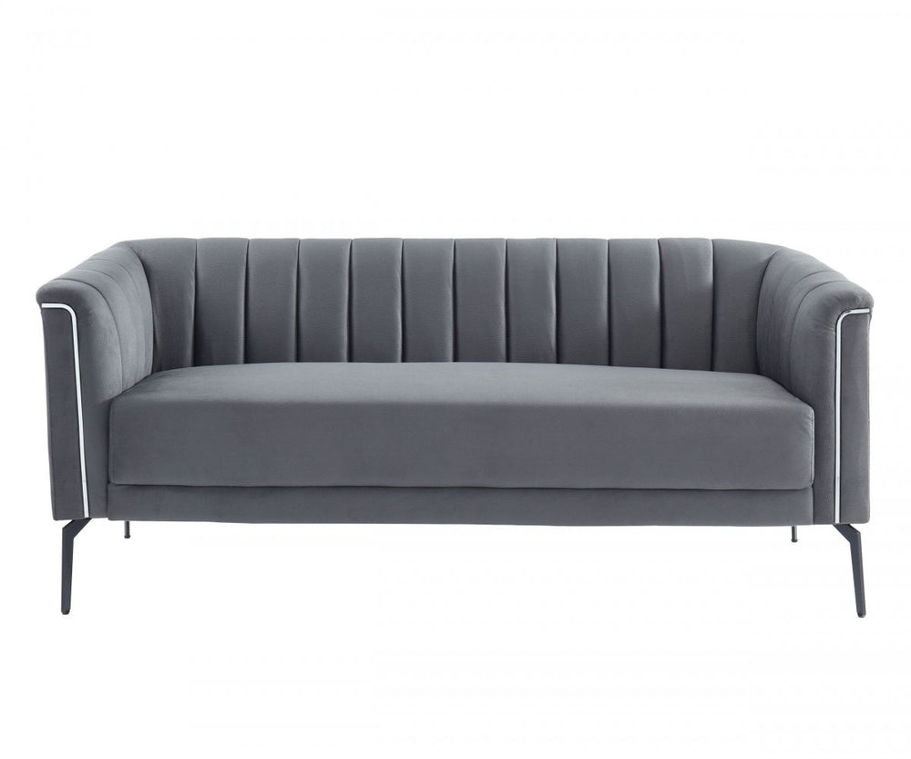 Homeroots 76" Dark Gray Sofa With Silver Legs   480907