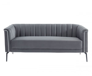 Homeroots 76" Dark Gray Sofa With Silver Legs   480907