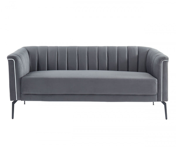 Homeroots 76" Dark Gray Sofa With Silver Legs   480907