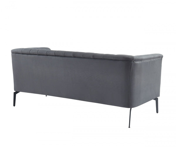 Homeroots 76" Dark Gray Sofa With Silver Legs   480907