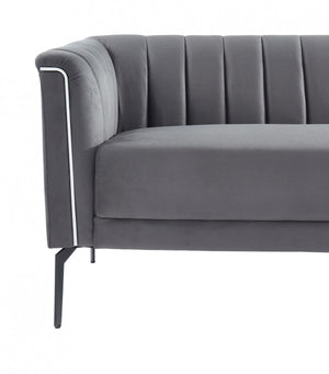 Homeroots 76" Dark Gray Sofa With Silver Legs   480907