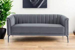 Homeroots 76" Dark Gray Sofa With Silver Legs   480907