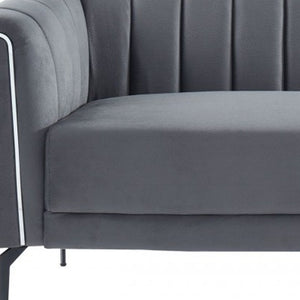 Homeroots 76" Dark Gray Sofa With Silver Legs   480907