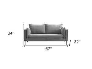 Homeroots 87" Gray Sofa With Black Legs   480910