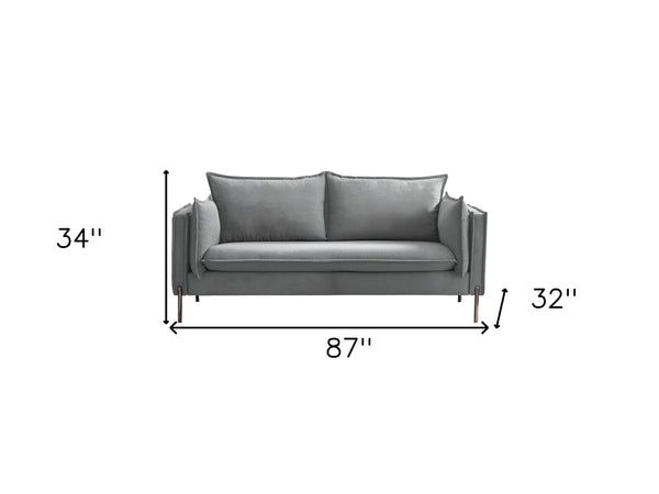 Homeroots 87" Gray Sofa With Black Legs   480910