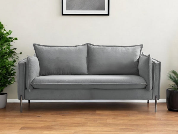 Homeroots 87" Gray Sofa With Black Legs   480910
