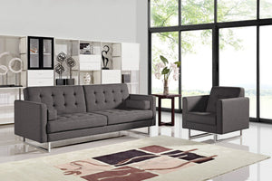 Homeroots 87" Gray Sleeper Sofa With Silver Legs   480911
