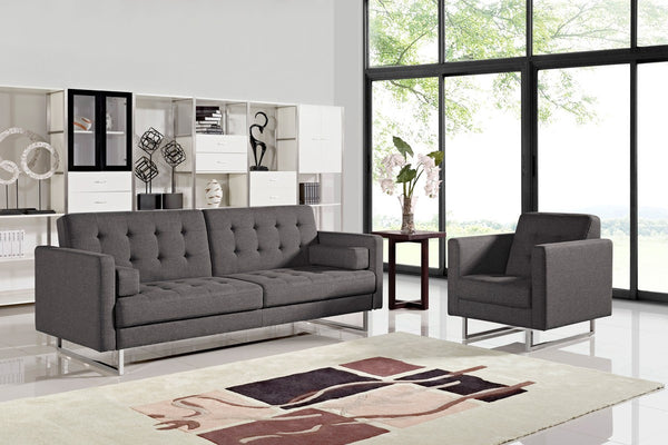 Homeroots 87" Gray Sleeper Sofa With Silver Legs   480911