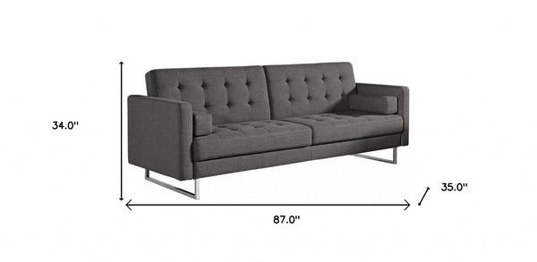 Homeroots 87" Gray Sleeper Sofa With Silver Legs   480911