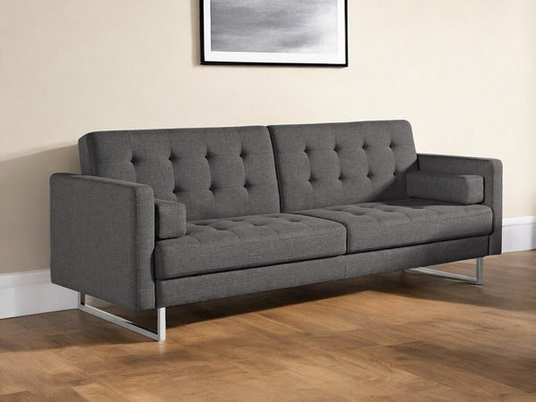 Homeroots 87" Gray Sleeper Sofa With Silver Legs   480911