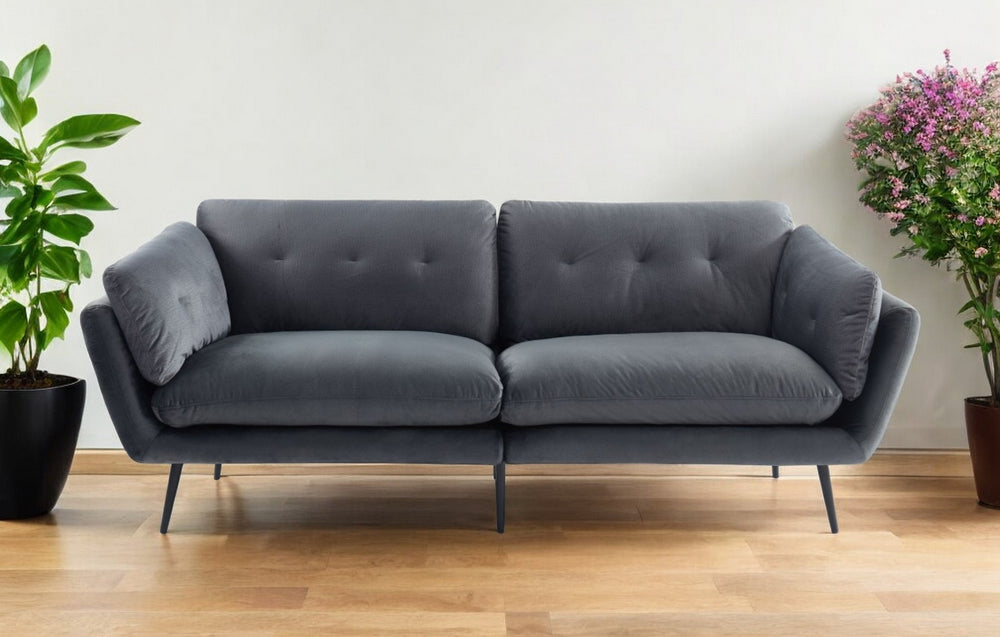 Homeroots 84" Dark Gray Sofa With Black Legs   480915