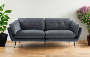 Homeroots 84" Dark Gray Sofa With Black Legs   480915