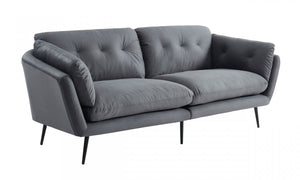 Homeroots 84" Gray Sofa With Black Legs   480916