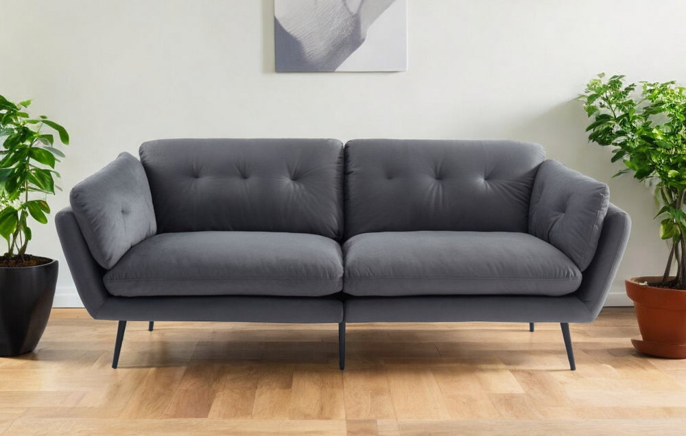 Homeroots 84" Gray Sofa With Black Legs   480916
